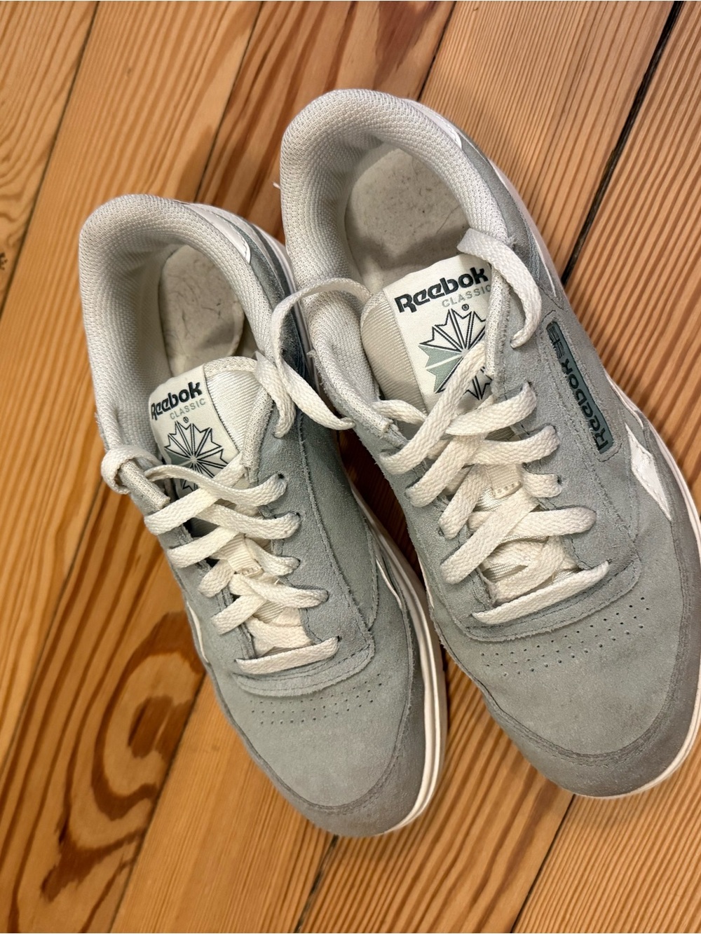 Reebok Classic Suede Sneakers in Light Green and White
